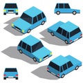 Car isometry. Low detailing isometric view of the cars