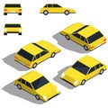 Car isometry. Low detailing isometric view of the cars