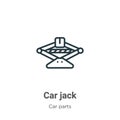 Car jack outline vector icon. Thin line black car jack icon, flat vector simple element illustration from editable car parts Royalty Free Stock Photo