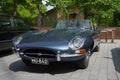 The car Jaguar E-type second series of close-up. The parade of retro cars in Turku, Finland