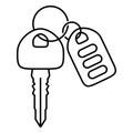Car key with automobile smart keys line art icon for apps and websites Royalty Free Stock Photo