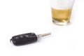 Car key and beer. Don`t drink and drive concept Royalty Free Stock Photo