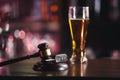 Car key in beer mug, Royalty Free Stock Photo