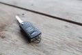 Car key on wooden background