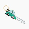 Green Car Shaped Key Vector Illustration Icon