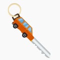 Orange Car Shaped Key Vector Illustration Icon