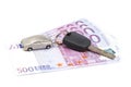 Car key and euro bills Royalty Free Stock Photo