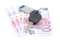 Car key and euro bills Royalty Free Stock Photo