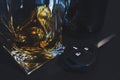 The car key and a glass of alcohol symbolize driving under the influence. Soft focus Royalty Free Stock Photo