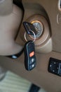 Car key in ignition start lock Royalty Free Stock Photo