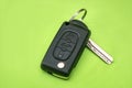 Car key isolated on green. close up Royalty Free Stock Photo