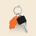 Car key with keyholder. Rental car vector concept