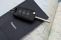 Car key with passport and map Royalty Free Stock Photo