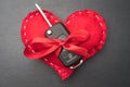 Car key with red bow and a heart Royalty Free Stock Photo