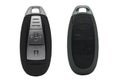 Car key remote, plastic black with two keys lock and unlock alarm system for the car isolated on white