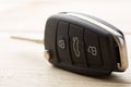 Car key and security remote on the table, concept for rent or buy a new car Royalty Free Stock Photo