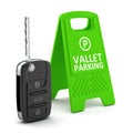 Car key and vallet parking board on white background. 3D illustration