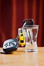 Car key and wodka glass Royalty Free Stock Photo