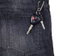 Car keys on black jean