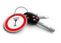 Car keys with cocktail glass sign on keyring. Concept for drink driving. Royalty Free Stock Photo