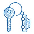 Car Keys doodle icon hand drawn illustration Royalty Free Stock Photo