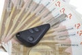 Car keys on 50 Euro bills background Royalty Free Stock Photo