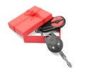 Car keys and gift box Royalty Free Stock Photo