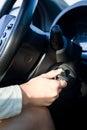 car keys ignition on close up Royalty Free Stock Photo