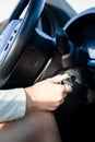 car keys ignition on close up Royalty Free Stock Photo