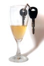 Car keys inside champagne flute Royalty Free Stock Photo