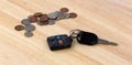 Car keys and loose change Royalty Free Stock Photo