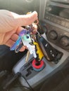 Car keys with Pikachu keychain Royalty Free Stock Photo