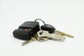 Car keys and remote on key chain Royalty Free Stock Photo