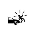 Car Knock Down Pedestrian Flat Vector Icon