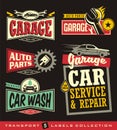 Car labels, signs, emblems, logos and stickers collection Royalty Free Stock Photo