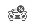 Car leasing percent icon. Transport loan sign. Vector