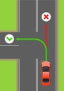 Car Left Turn Rule Flat Vector Diagram