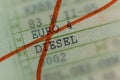 Car license crossed out with red marker, car worthless by the diesel scandal in Germany, passenger cars, diesel Euro 4 Royalty Free Stock Photo