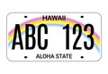 Car license hawaii plate. Aloha state vector license plate usa template