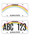 Car license hawaii plate. Aloha state vector license plate usa template Royalty Free Stock Photo