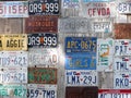 Car license plates background in a little town in Texsas
