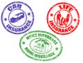 Car, life and home insurance stamps Royalty Free Stock Photo