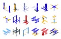 Car lift icons set, isometric style