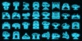 Car lift icons set vector neon