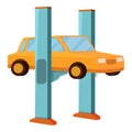 Car lift machine icon, cartoon style