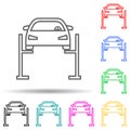 car lift multi color style icon. Simple thin line, outline vector of cars service and repair parts icons for ui and ux, website or Royalty Free Stock Photo