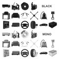 Car, lift, pump and other equipment black icons in set collection for design. Car maintenance station vector symbol Royalty Free Stock Photo