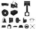 Car, lift, pump and other equipment black icons in set collection for design. Car maintenance station vector symbol Royalty Free Stock Photo