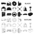 Car, lift, pump and other equipment black icons in set collection for design. Car maintenance station vector symbol Royalty Free Stock Photo