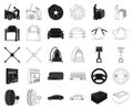 Car, lift, pump and other equipment black,outline icons in set collection for design. Car maintenance station vector Royalty Free Stock Photo